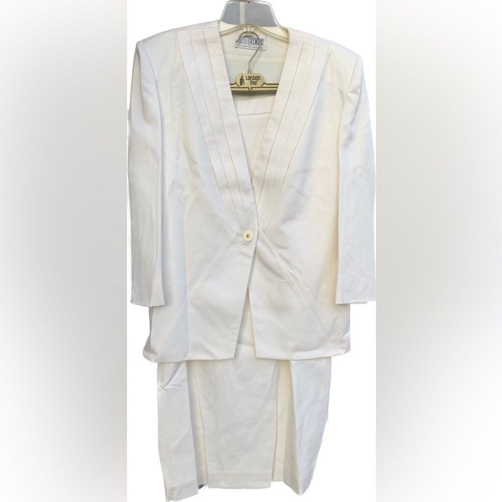 NWT vintage cream virgin wool skirt suit